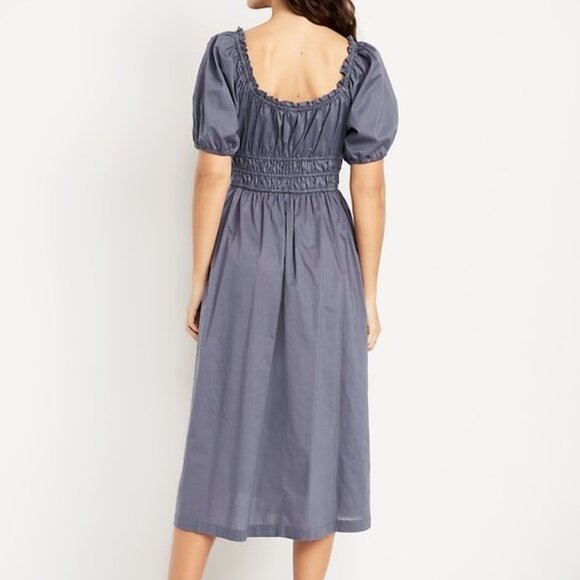 Fit & Flare Puff-Sleeve Midi Dress SIZE L PETITE - Picture 2 of 3